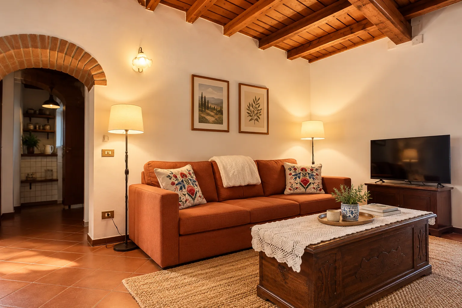Illustrative AI visual concept of La Colombina living room